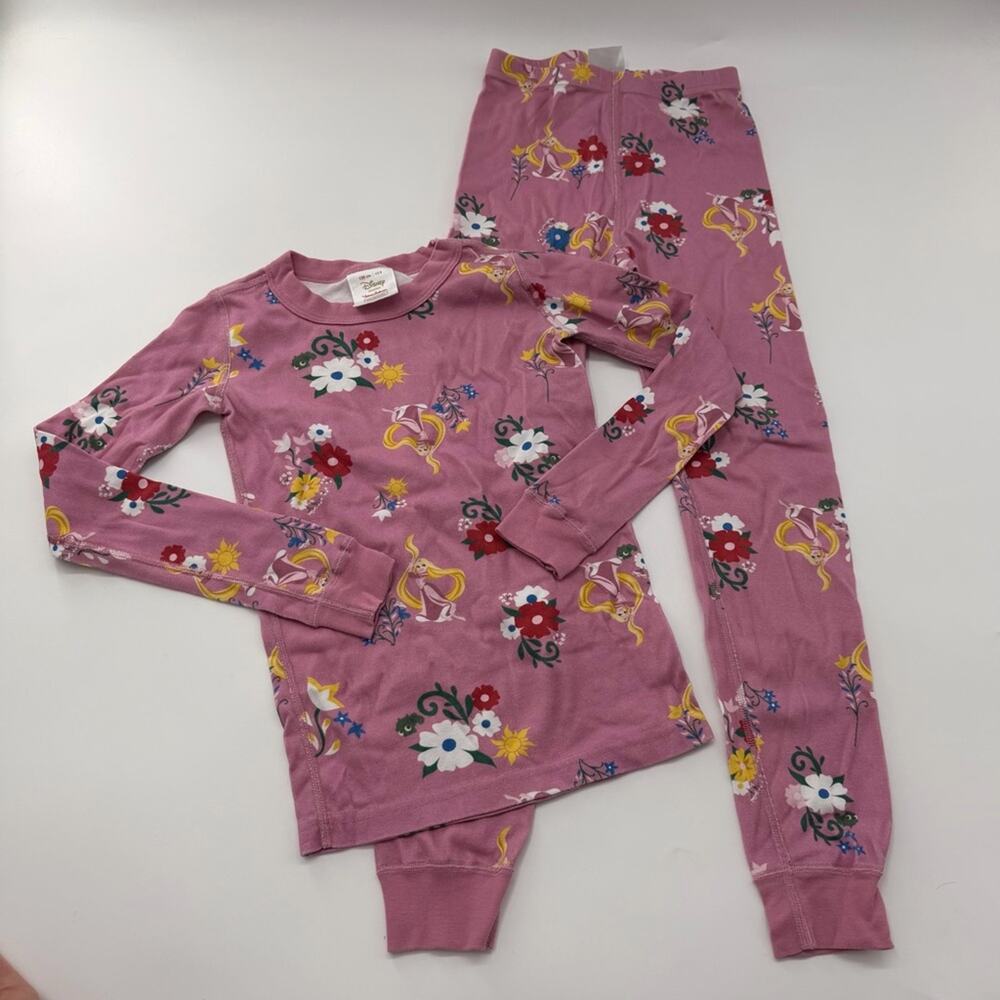 Hanna Andersson Disney Tangled Pink Organic Cotton Long John Pajamas Girls 8